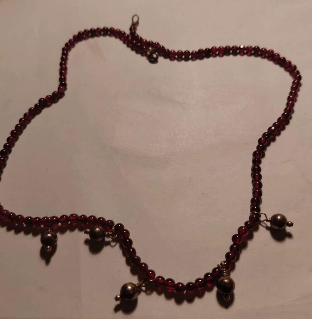 vintage sterling .925 and red garnet necklace